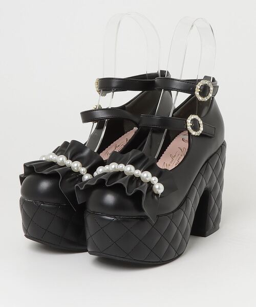 YOSUKE（ヨースケ）の「ヨースケYOSUKEウィメンズ厚底フリルパールラインストーンダブルストラップパンプス4450054（パンプス・レディース・ホワイト系その他/ブラック系その他/オフホワイト/ブラック/ブラック系その他2/ホワイト・LL/L/M/S）」の6枚目の写真