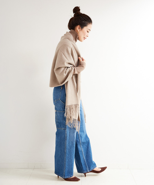 新品✨WAKO★マフラー 総柄 シルク カシミヤ　ブルー 新品✨WAKO☆マフラー 総柄 シルク カシミヤ ブルー