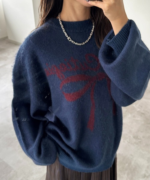 apres jour mignon(アプレジュールミニョン)の「シャギージャガードニット【ZOZOTOWN限定アイテム】(ニット/セーター・レディース・ネイビー/ボルドー/杢グレー/アイボリー/その他/ブラック・フリー/X-LARGE)」の20枚目の写真