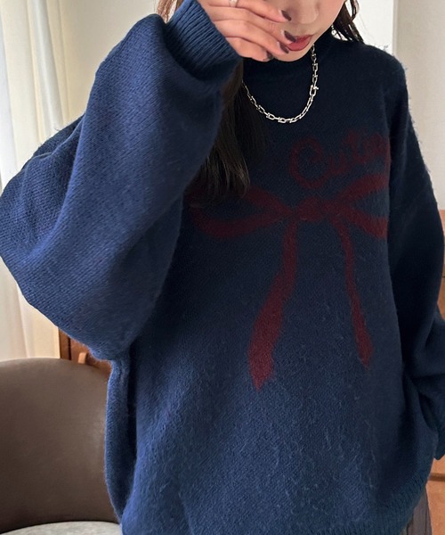 apres jour mignon(アプレジュールミニョン)の「シャギージャガードニット【ZOZOTOWN限定アイテム】(ニット/セーター・レディース・ネイビー/ボルドー/杢グレー/アイボリー/その他/ブラック・フリー/X-LARGE)」の22枚目の写真