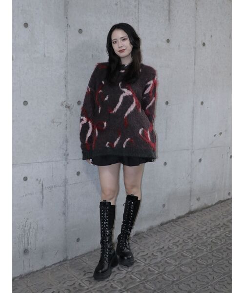 jouetie（ジュエティ）の「モチーフシャギーニット リボン/スター/赤ニット（ニット/セーター・レディース・ブラック/グレー/ブルー/アイボリー・MEDIUM）」の11枚目の写真