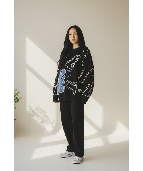 セール】恐竜柄 ニット（ニット/セーター）｜Sakka（サッカ）の