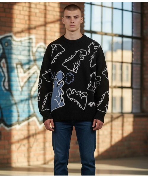 セール】恐竜柄 ニット（ニット/セーター）｜Sakka（サッカ）の