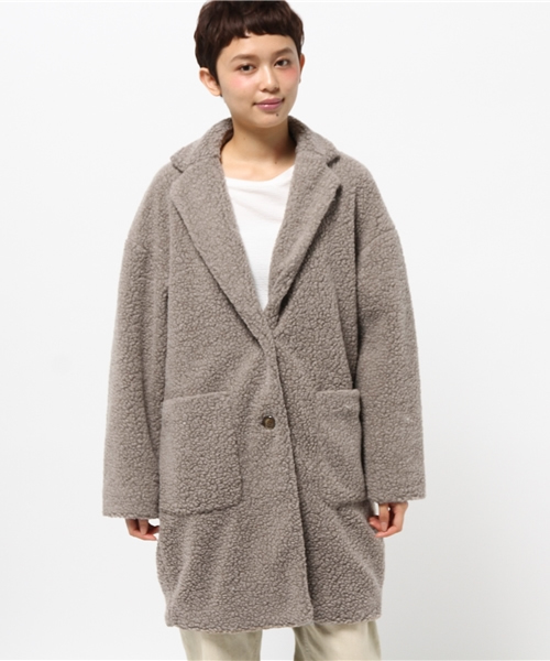 GLOBAL WORK（グローバルワーク）の「ボアチェスターコート/569331（チェスターコート・レディース・ブラウン/ダークグレー/ネイビー・LARGE/MEDIUM）」の15枚目の写真