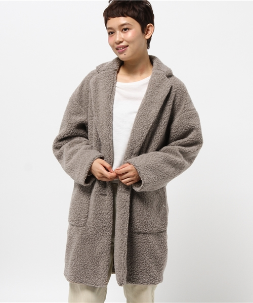 GLOBAL WORK（グローバルワーク）の「ボアチェスターコート/569331（チェスターコート・レディース・ブラウン/ダークグレー/ネイビー・LARGE/MEDIUM）」の18枚目の写真