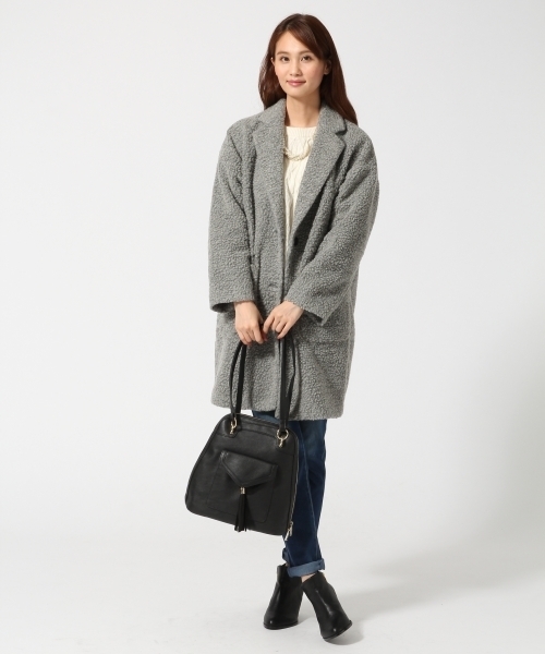 GLOBAL WORK（グローバルワーク）の「ボアチェスターコート/569331（チェスターコート・レディース・ブラウン/ダークグレー/ネイビー・LARGE/MEDIUM）」の4枚目の写真