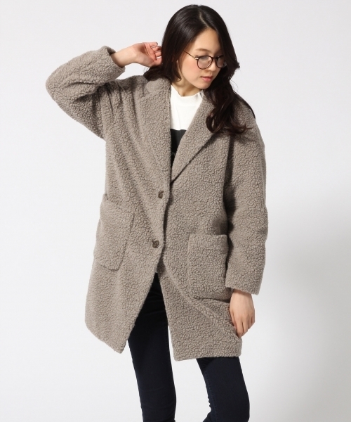 GLOBAL WORK（グローバルワーク）の「ボアチェスターコート/569331（チェスターコート・レディース・ブラウン/ダークグレー/ネイビー・LARGE/MEDIUM）」の6枚目の写真