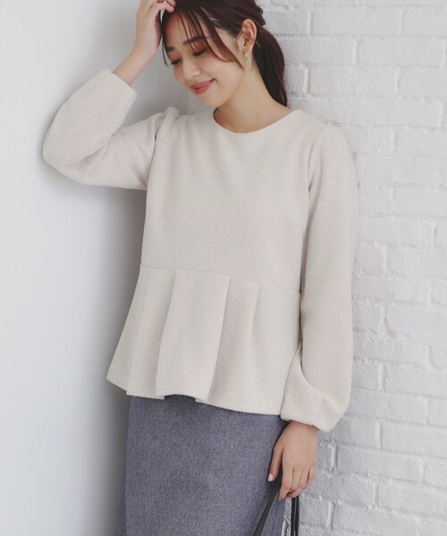 index(インデックス)の「◆起毛ツイード調ジャージトップス【洗濯機洗い可】(Tシャツ/カットソー・レディース・グレー/ブルーグリーン/ベージュ系その他7/ブラック系3・40/42/36/38)」の3枚目の写真