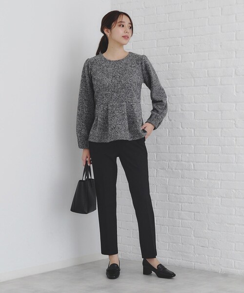 index(インデックス)の「◆起毛ツイード調ジャージトップス【洗濯機洗い可】(Tシャツ/カットソー・レディース・グレー/ブルーグリーン/ベージュ系その他7/ブラック系3・40/42/36/38)」の10枚目の写真