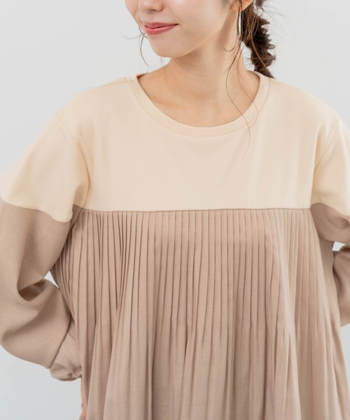 refinedworks(リファインドワークス)の「【refinedworks】カットソーと布帛の異素材ミックスプルオーバー!(Tシャツ/カットソー・レディース・ベージュ/ブラウン/チャコールグレー・FREE)」の16枚目の写真