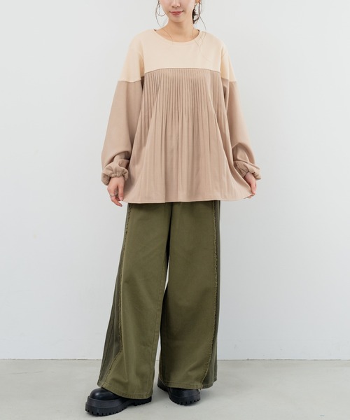 refinedworks(リファインドワークス)の「【refinedworks】カットソーと布帛の異素材ミックスプルオーバー!(Tシャツ/カットソー・レディース・ベージュ/ブラウン/チャコールグレー・FREE)」の17枚目の写真