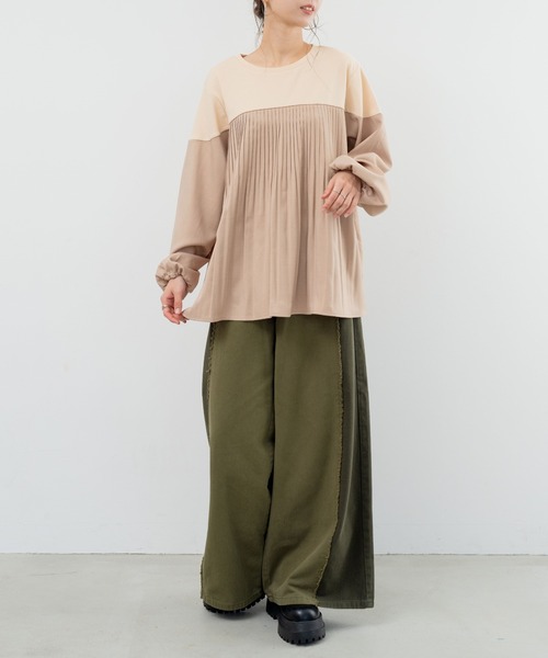 refinedworks(リファインドワークス)の「【refinedworks】カットソーと布帛の異素材ミックスプルオーバー!(Tシャツ/カットソー・レディース・ベージュ/ブラウン/チャコールグレー・FREE)」の18枚目の写真