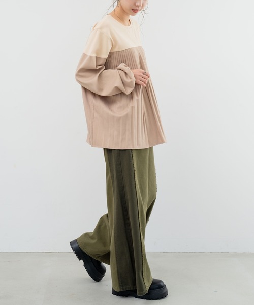 refinedworks(リファインドワークス)の「【refinedworks】カットソーと布帛の異素材ミックスプルオーバー!(Tシャツ/カットソー・レディース・ベージュ/ブラウン/チャコールグレー・FREE)」の19枚目の写真