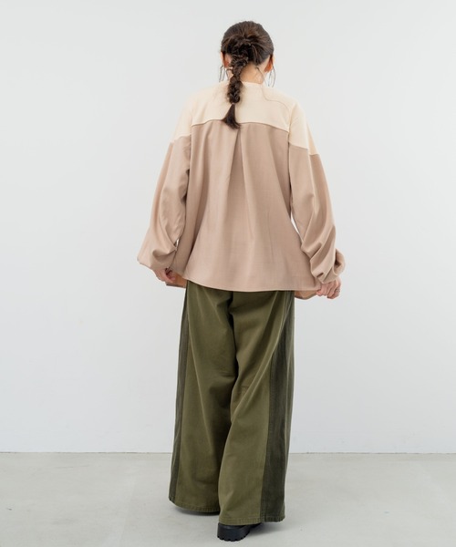 refinedworks(リファインドワークス)の「【refinedworks】カットソーと布帛の異素材ミックスプルオーバー!(Tシャツ/カットソー・レディース・ベージュ/ブラウン/チャコールグレー・FREE)」の20枚目の写真