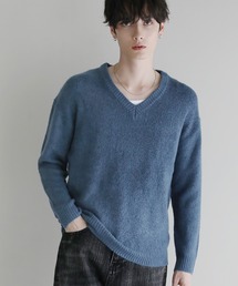Buyer's Select/フラッフィーヤーン片畦編みVネックニット