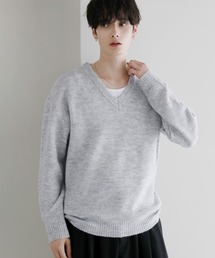 Buyer's Select/フラッフィーヤーン片畦編みVネックニット
