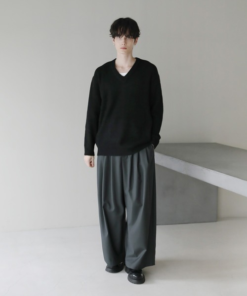 Buyer's Select/フラッフィーヤーン片畦編みVネックニット（ニット