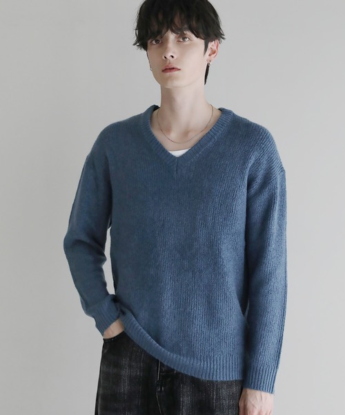 Buyer's Select/フラッフィーヤーン片畦編みVネックニット（ニット