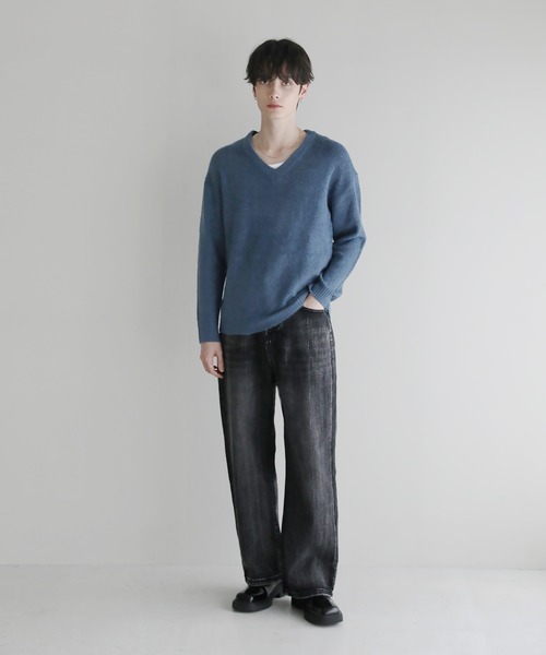 Buyer's Select/フラッフィーヤーン片畦編みVネックニット（ニット