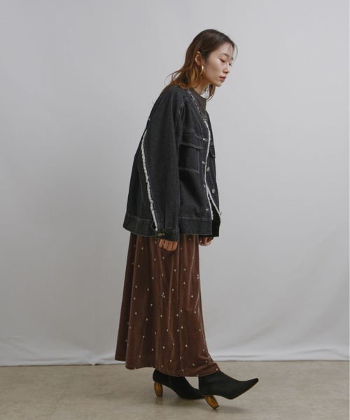 ノーカラーフリンジデニムジャケット Palm Riche│Eimee Law