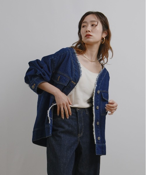 シェリエ デニムフリンジジャケット gradation denim jacket/2color | F A S H I R U