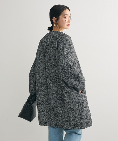 Green Parks(グリーンパークス)の「ヘリンボーンノーカラーコート(ノーカラーコート・レディース・その他・FREE)」の6枚目の写真