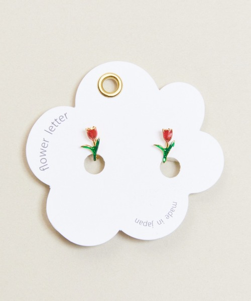 Zoule(ゾーラ)の「Zoule ゾーラ:FLOWER LETTER SERIES flower letter2 花 花言葉 チューリップ タンポポ マーガレット イヤリング(イヤリング・レディース・レッド/ホワイト/イエロー・FREE)」の5枚目の写真