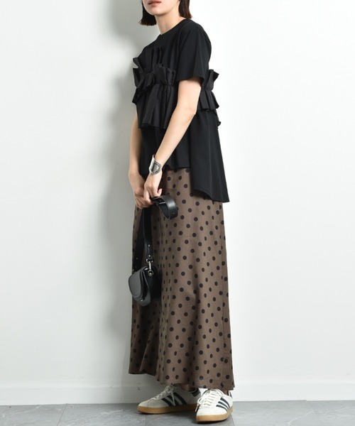 INTERPLANET（インタープラネット）の「ＴＣブロードアシメフリルＴシャツ（Tシャツ/カットソー・レディース・オフホワイト/ブラック・FREE）」の18枚目の写真