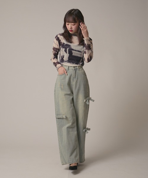 BLANK　（ブランク）の「▲Side Ribbon Denim Pants /サイドリボンデニムパンツ（デニムパンツ・レディース・ブルー・FREE）」の12枚目の写真