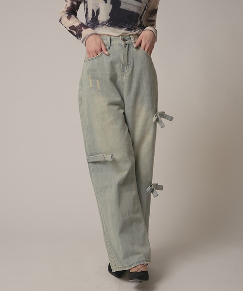 BLANK　（ブランク）の「▲Side Ribbon Denim Pants /サイドリボンデニムパンツ（デニムパンツ・レディース・ブルー・FREE）」の15枚目の写真