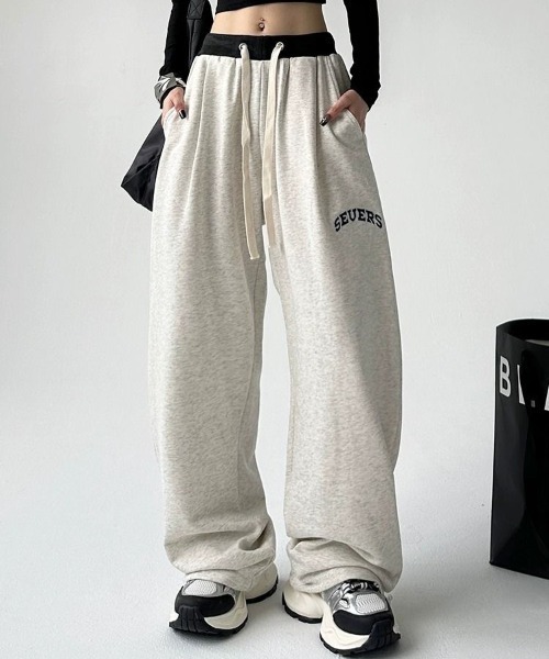 セール】バイカラーウエストスウェットパンツ（スウェットパンツ