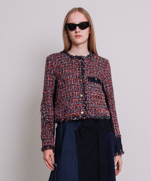 【AULA AILA】アウラアイラ（0）ボア レザー ノーカラー ジャケット AULA AILA】アウラアイラ（0）ボア レザー ノーカラー ジャケット