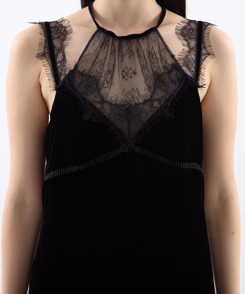 tanakadaisuke（タナカダイスケ）の「【tanakadaisuke/タナカダイスケ】flower lace black velour camisole dress/フラワーレースブラックベロアキャミソールドレス/ワンピース（ワンピース・レディース・ブラック・FREE）」の14枚目の写真
