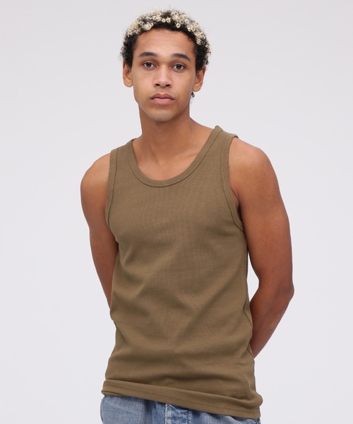 AVIREX（アヴィレックス）の「《DAILY/デイリー》RIB TANK TOP / デイリーウェア リブ タンクトップ / AVIREX / アヴィレックス（Tシャツ/カットソー・メンズ・ホワイト/グレー/オリーブ/ブラック/チャコール/ロイヤルブルー・LARGE/MEDIUM/SMALL/X-LARGE）」の5枚目の写真