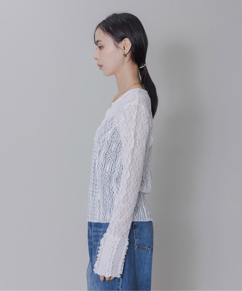 Eimee Law 4TEX シュリンクレース メロートップス セール】4TEX シュリンクレース メロートップス（Tシャツ