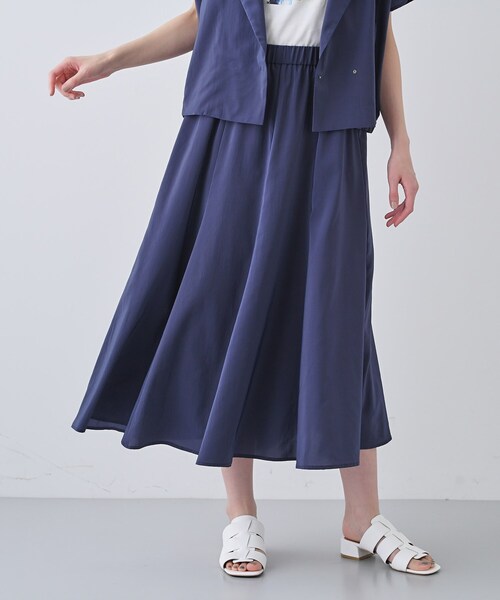 INDIVI（インディヴィ）の「【通気性◎撥水／接触冷感／UVケア】ナローフレアスカート（スカート・レディース・オレンジ/ダークブラウン/オフホワイト/ネイビー系5・05/13/15 /36/38/40/03/19）」の3枚目の写真