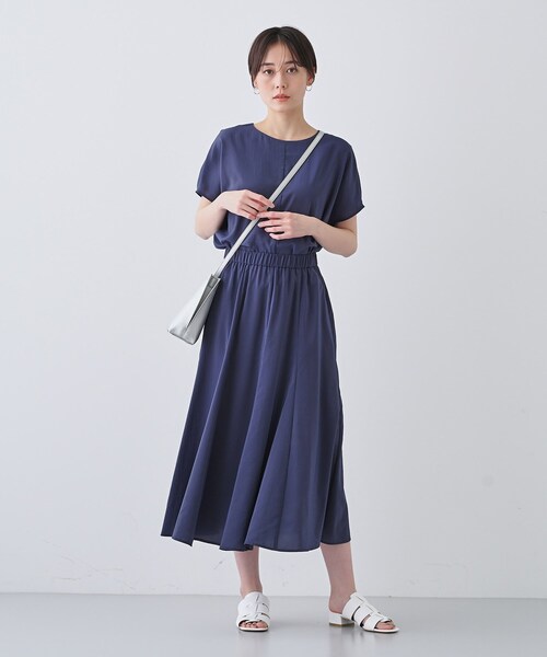 INDIVI（インディヴィ）の「【通気性◎撥水／接触冷感／UVケア】ナローフレアスカート（スカート・レディース・オレンジ/ダークブラウン/オフホワイト/ネイビー系5・05/13/15 /36/38/40/03/19）」の21枚目の写真