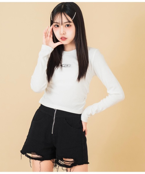 未使用☆ANAPトップス セール】サイドシャーリング リブ トップス（Tシャツ/カットソー