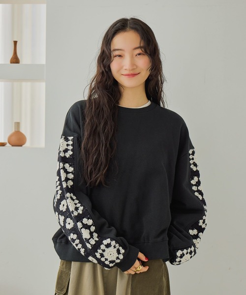 ニコアンド　クロシェコンビプルオーバー　M ニコアンド クロシェコンビプルオーバー Mサイズ クロシェコンビプル