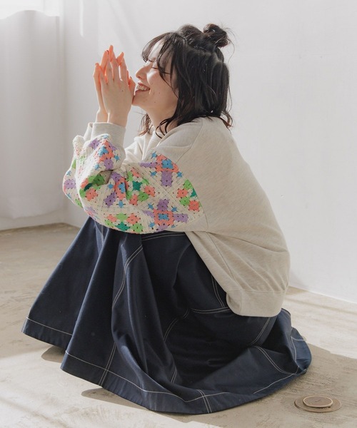 【新品未開封】niko and ... クロシェコンビプルオーバー　L クロシェコンビプルオーバー（スウェット）｜niko and