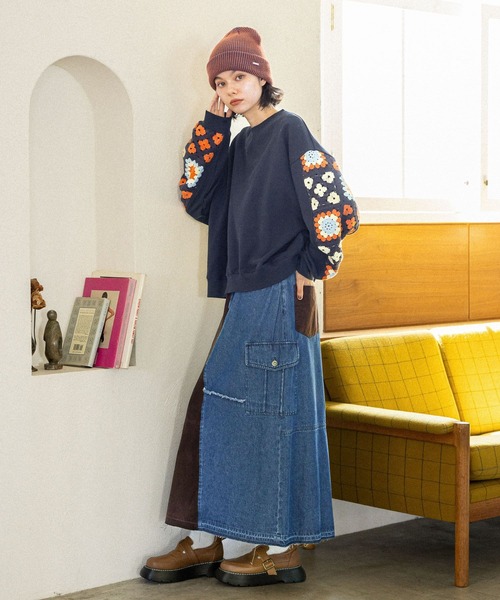 【新品未開封】niko and ... クロシェコンビプルオーバー　L クロシェコンビプルオーバー（スウェット）｜niko and