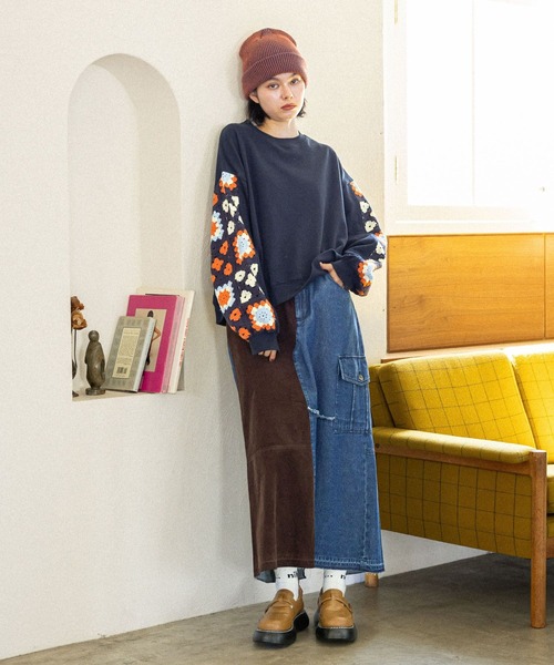 【新品未開封】niko and ... クロシェコンビプルオーバー　L niko and… トレーナー スウェット クロシェコンビプルオーバー