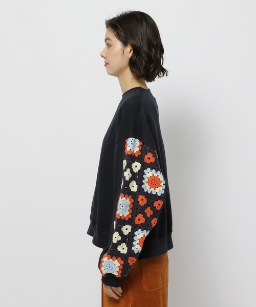 ニコアンド　クロシェ　コンビ　プルオーバー クロシェコンビプルオーバー（スウェット）｜niko and