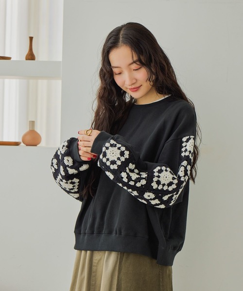 クロシェコンビプルオーバー（スウェット）｜niko and