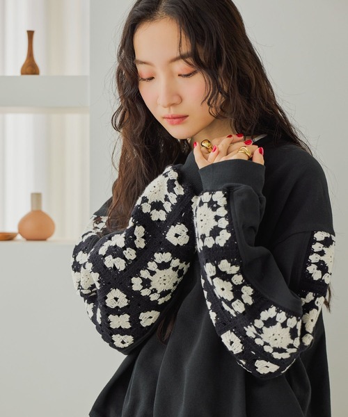 クロシェコンビプルオーバー（スウェット）｜niko and