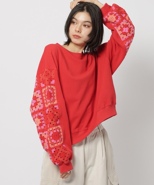 niko and...(ニコアンド)の「クロシェコンビプルオーバー(スウェット・レディース・グレー/チャコール/ナチュラル/ダークブルー/ライトグレー/グリーン/ブラック/レッド/スモーク/セージグリーン・MEDIUM/LARGE)」の21枚目の写真