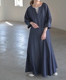 軽やか ロングデニムワンピース