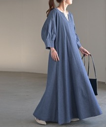 軽やか ロングデニムワンピース