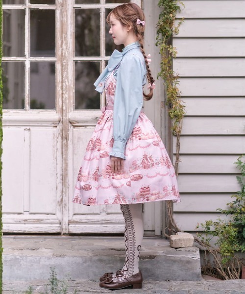 チェック柄果物・りす柄ジャンスカ チェリーバニー柄ジャンスカ | レディース服・レディース