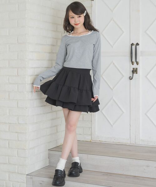 ems excite(エムズエキサイト)の「リボン付きシャーリングCT(Tシャツ/カットソー・レディース・ダークグレー/ブラック/ブルー・FREE)」の19枚目の写真